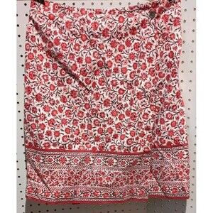 Charter Club Skirt Size 10 Red Floral Wrap Lined Button